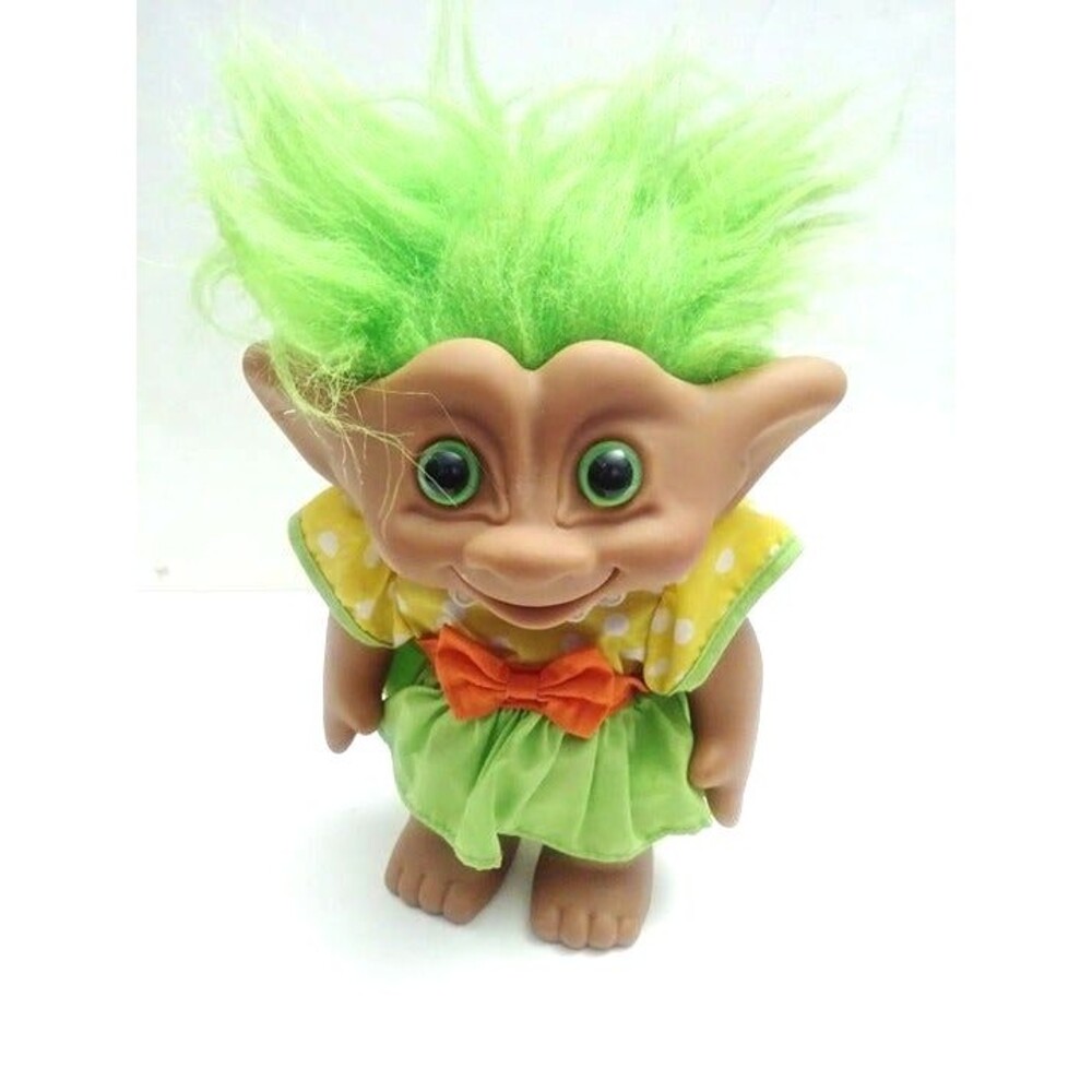 Ace Novelty Company Vintage Green Hair Girl Troll Doll 8"